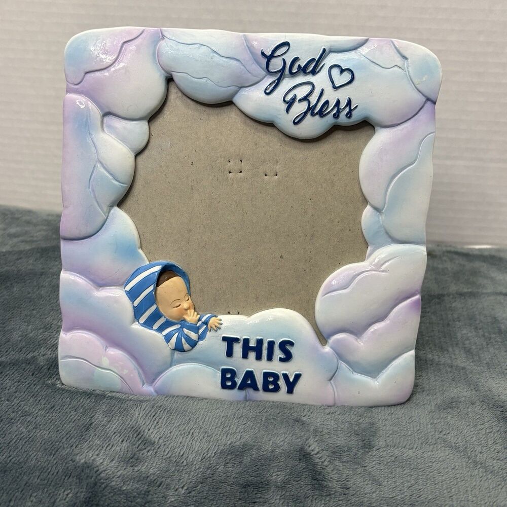 Dicksons God Bless This Baby Wood Easel Back Photo Frame